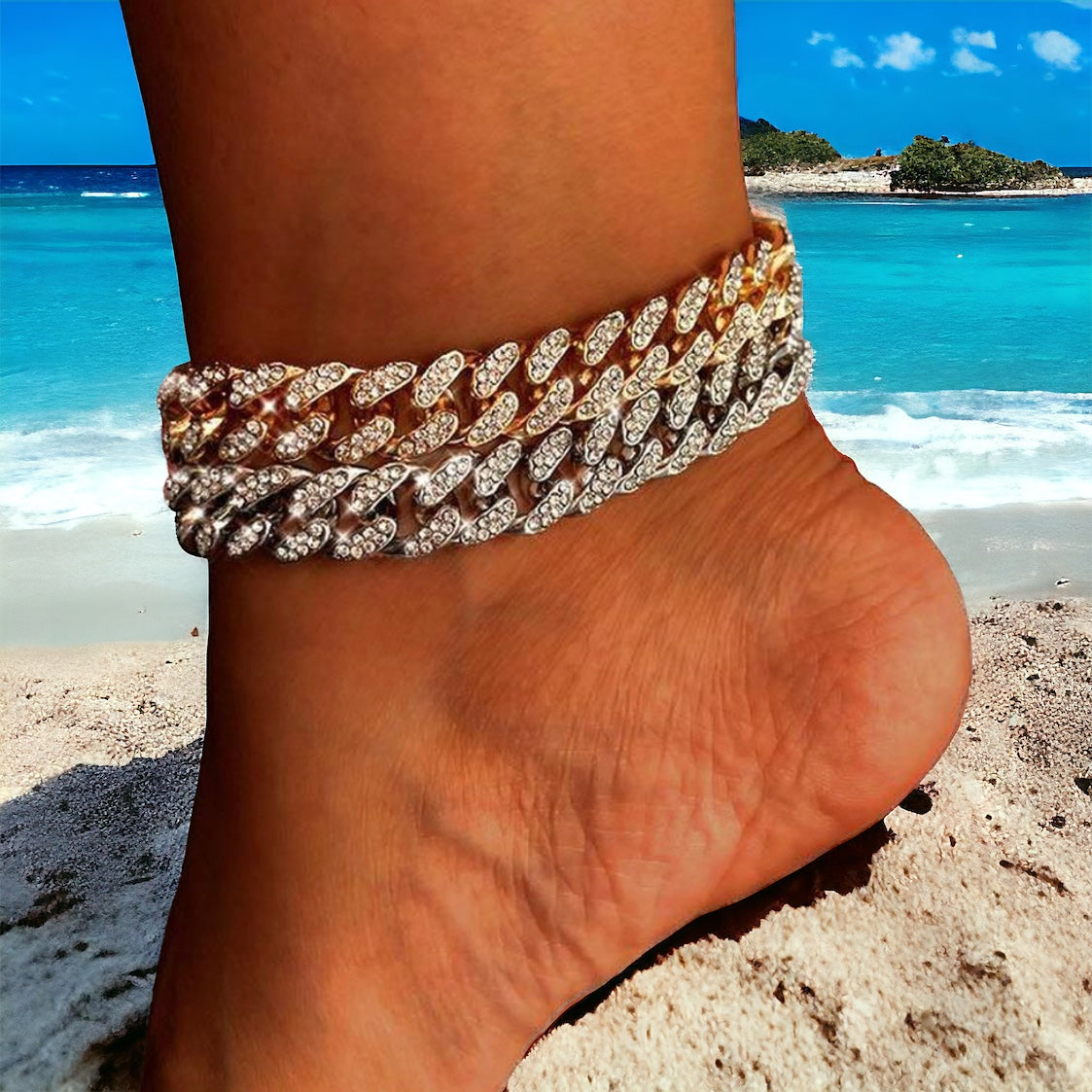 Icy Cuban Anklet