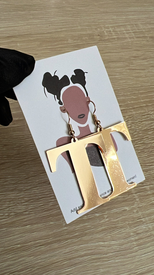Initial Earrings T